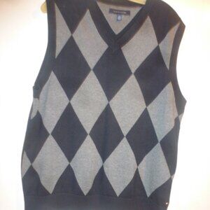 Tommy Hilfiger Black & Gray Knitted Sweater Vest Sz Large – Excellent Condition